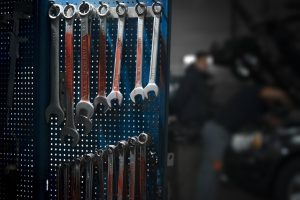 Car repair equipment in the tool box in car repair shop
