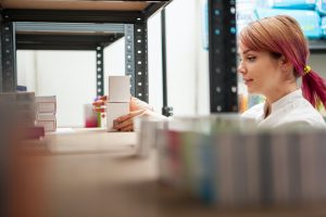 Pharmacist in the storage facility